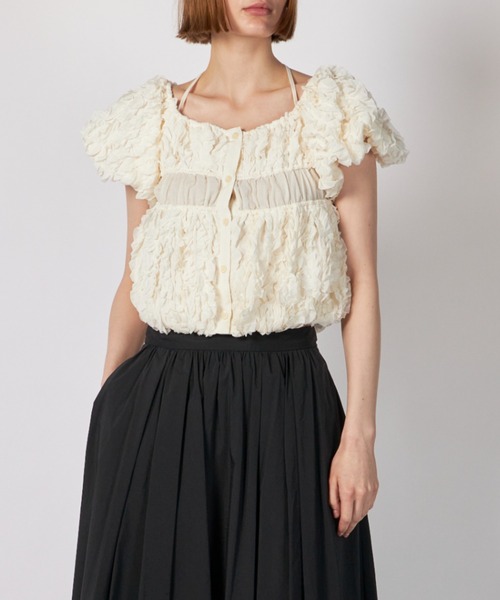CLANE（クラネ） ブラウス シャツ CLANE W FACE TOPSTITCHED FRILL