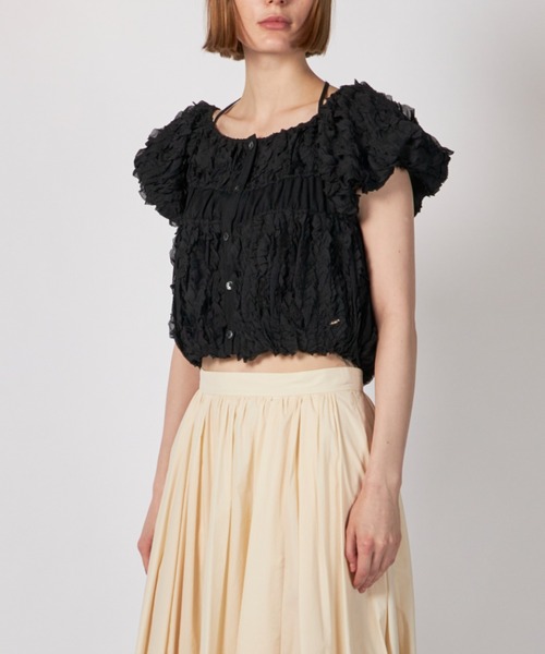 CLANE（クラネ） ブラウス シャツ CLANE W FACE TOPSTITCHED FRILL