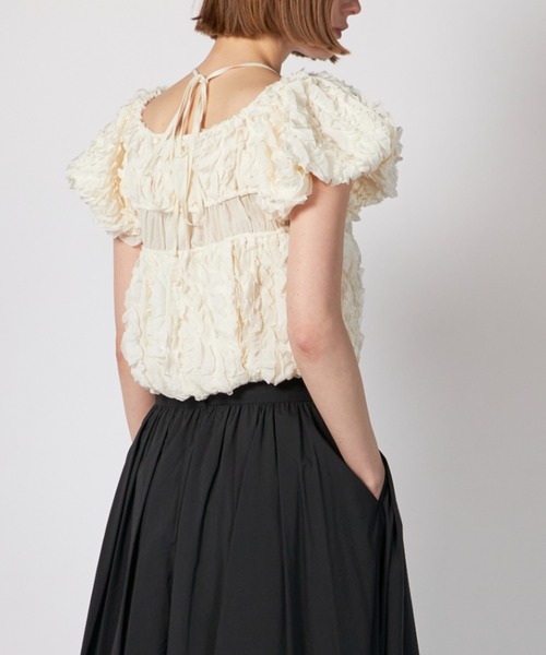 CLANE（クラネ） ブラウス シャツ CLANE W FACE TOPSTITCHED FRILL