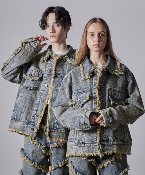 「CLEL」 デニムジャケット X-SMALL グレー メンズ_画像9