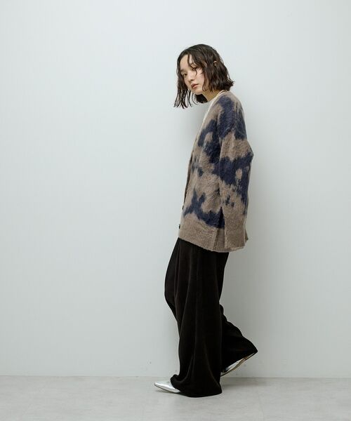 「Green Parks」 「chocol raffine robe」ニットカーディガン FREE チャコールグレー レディース_画像3