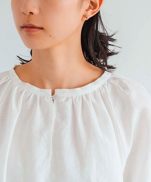 D ブラウス シャツ リネンのスモックブラウス レディース : ZOZOTOWN
