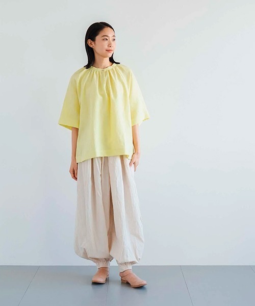 D ブラウス シャツ リネンのスモックブラウス レディース : ZOZOTOWN