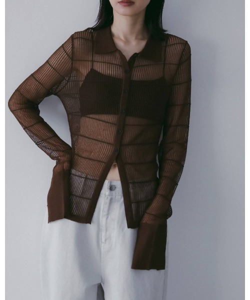 anuke（アンヌーク） ブラウス シャツ anuke Sheerborder Knit Shirts
