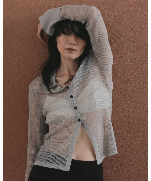 anuke（アンヌーク） ブラウス シャツ anuke Sheerborder Knit Shirts