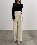 ワイドパンツ スラックス パンツ ハイウエスト...の詳細画像5