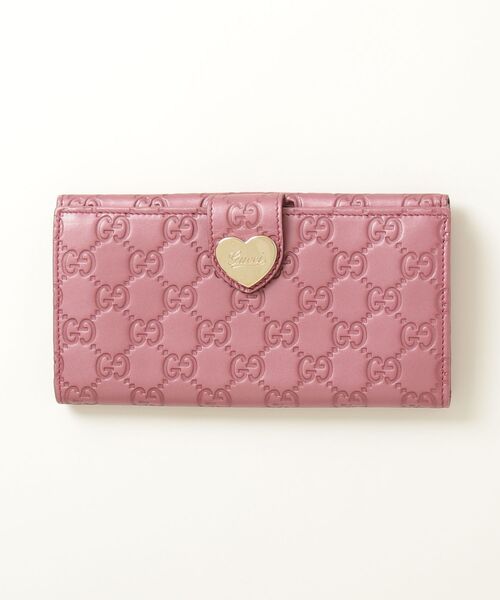 GUCCI（グッチ） ラブリー シマレザー 長財布 - ピンク レディース