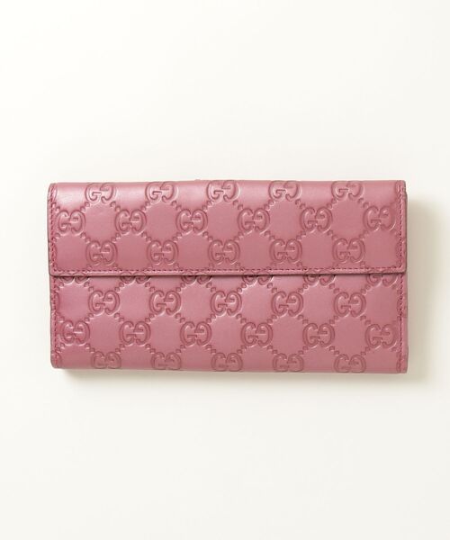 GUCCI（グッチ） ラブリー シマレザー 長財布 - ピンク レディース