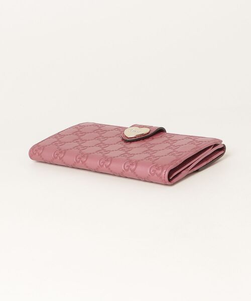 GUCCI（グッチ） ラブリー シマレザー 長財布 - ピンク レディース