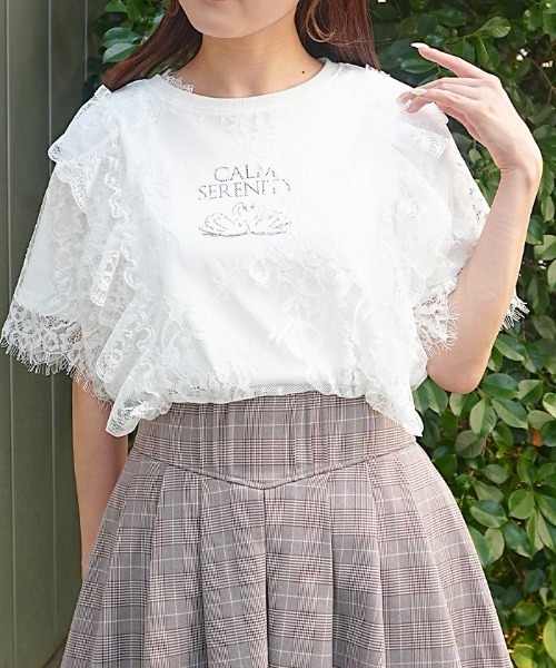 axes femme（アクシーズ ファム） tシャツ 半袖 レースレイヤードT