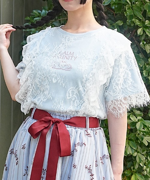 axes femme（アクシーズ ファム） tシャツ 半袖 レースレイヤードT