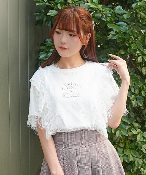 axes femme（アクシーズ ファム） tシャツ 半袖 レースレイヤードT