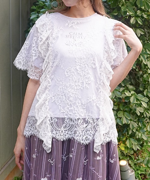axes femme（アクシーズ ファム） tシャツ 半袖 レースレイヤードT
