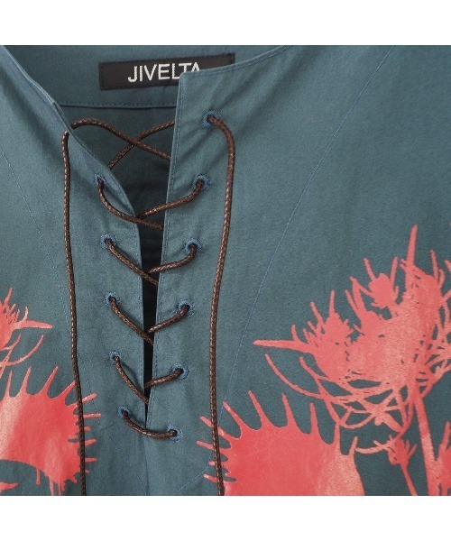 JIVELTA シャツ プルオーバーレースアップシャツ メンズ レディース 