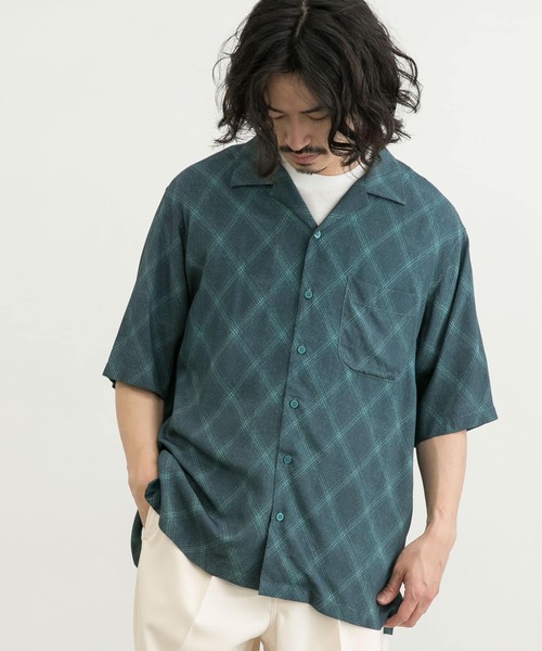 URBAN RESEARCH シャツ クロスパターンオープンカラーシャツ