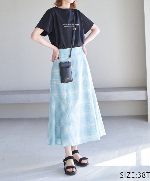hooked vintage 購入 ポコポコ 水色ニット ロングスカート 表面感ポコポコIラインスカート/Green Parks（グリーン パークス）の