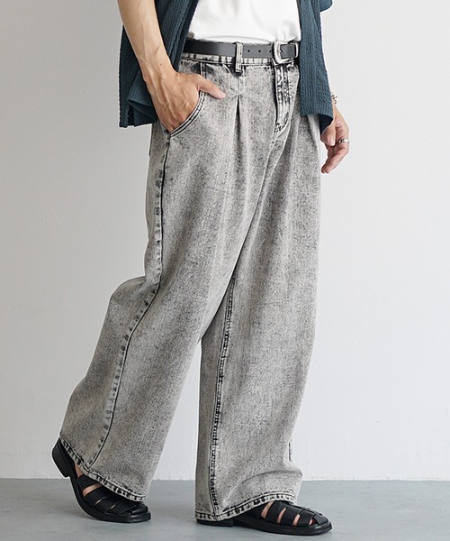ジーンズ 「MinoriTY」チルワイドデニム セミフレアパンツ ストレートデニムパンツ ワイドパンツ メンズ オーバーサイズ スラックスデニム テー | MinoriTY | 26