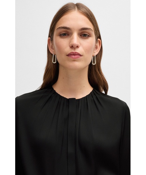 BOSS（HUGO BOSS） ブラウス シャツ ストレッチシルク クレープデシン 