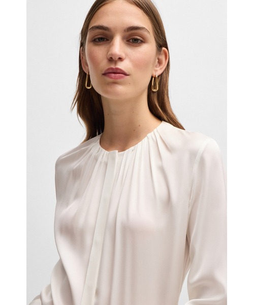 BOSS（HUGO BOSS） ブラウス シャツ ストレッチシルク クレープデシン 