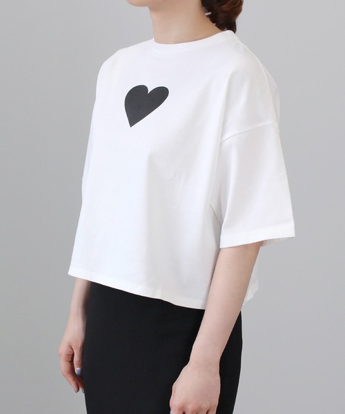 tシャツ 半袖 クロップドハートプリントT レディース : ZOZOTOWN Yahoo