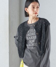 ベスト ジレ *「手洗い可能」グリッター ラメ フェザー ベスト 24SS  レディース SHIPS ベスト ジレ *「手洗い可能」グリッター ラメ フェザー
