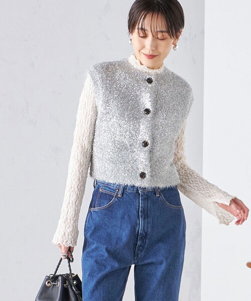 SHIPS（シップス） ベスト ジレ *「手洗い可能」グリッター ラメ