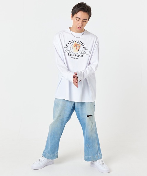 【KsG】【韓国ストリート】猫グラフィックプリントビンテージ長袖Tシャツ KsG】【韓国ストリート】猫グラフィックプリントビンテージ長袖T
