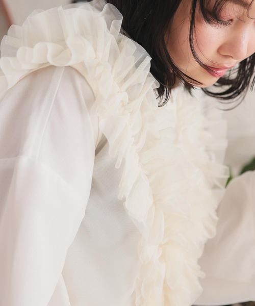 ベスト ジレ Tulle tops　チュールトップス レディース KOBE LETTUCE ベスト ジレ チュールフリルベストトップス
