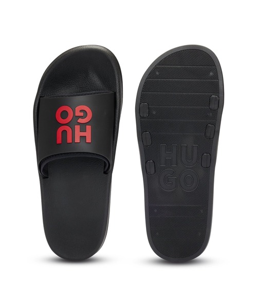 HUGO サンダル HUGOロゴストラップ スライドサンダル メンズ