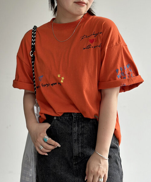 CPCM（シーピーシーエム） tシャツ 半袖 落書き刺繍T2 レディース