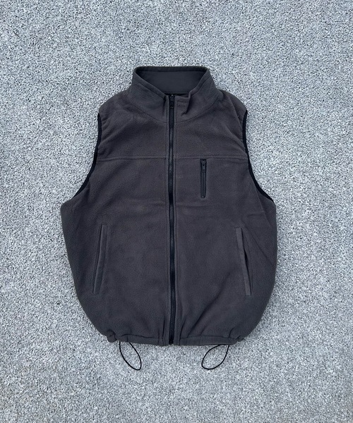 ベスト ジレ 「MandO」2WAYナイロン×フリースリバーシブルベスト  