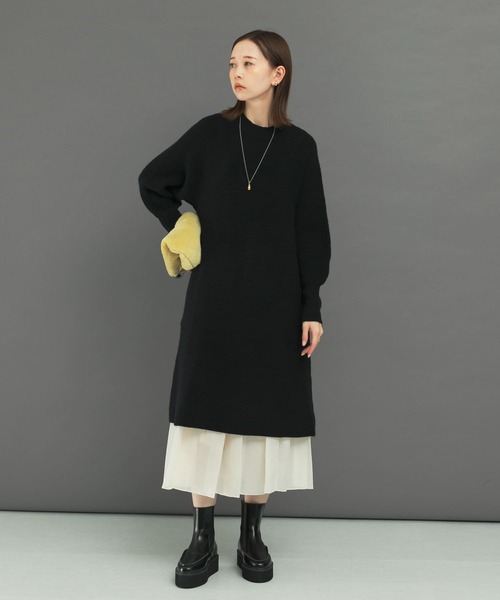 ♥様　ミニワンピース　black ワンピース 「WEB限定」畦ニットミニワンピース : ZOZOTOWN Yahoo!店