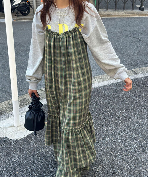 CIAOPANIC（チャオパニック） ワンピース チェックギャザーキャミ