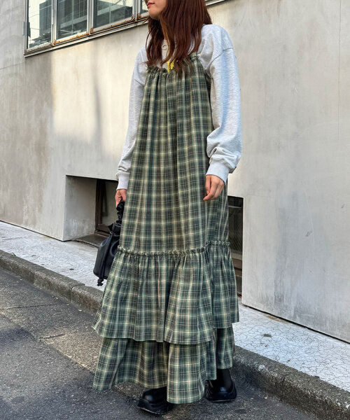 CIAOPANIC（チャオパニック） ワンピース チェックギャザーキャミ