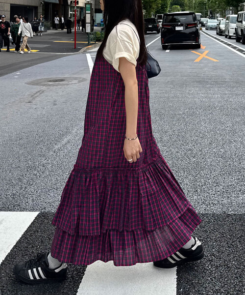 CIAOPANIC（チャオパニック） ワンピース チェックギャザーキャミ