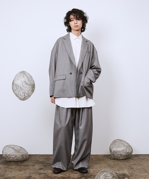 Dulcamara よそいきパンツ 2タックイージーワイドスラックスパンツ Dulcamara スラックス よそいきシンプル2タックワイドPT メンズ