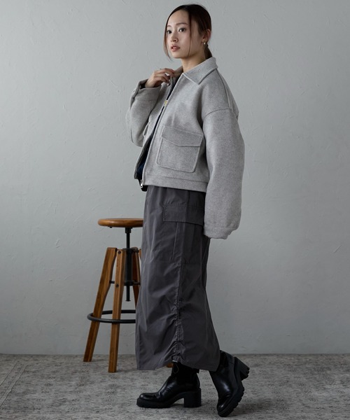 【美品】ウール混 ショート丈 クイーンズコート ブルゾン ap retro ブルゾン アウター ウール混ショートブルゾン/ZIP