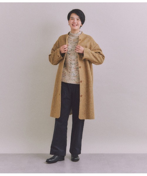 SIPULI（シプリ） ノーカラーコート コート Mixcolor Tweed スタンド