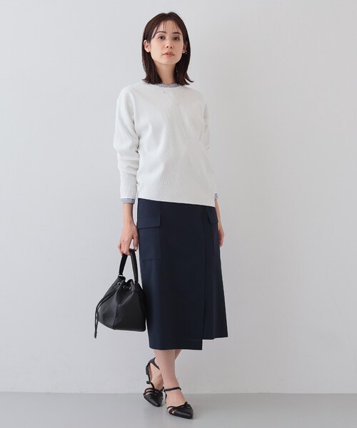 INDIVI インディヴィニット　ドルマンスリーブ　トップス　ブラック　Mサイズ 洗える／無縫製】美シルエット ドルマンスリーブニット（ニット
