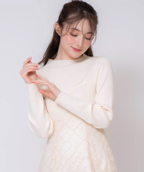 Noela ワンピース ラメチェックドッキングニットワンピース