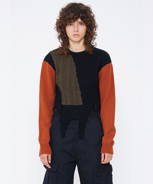 VIAVANDA ニット セーター SWITCHING COLOR KNIT レディース