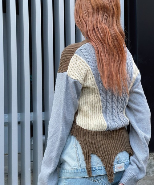 VIAVANDA ニット セーター SWITCHING COLOR KNIT レディース