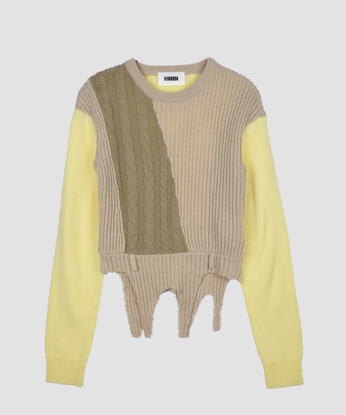 VIAVANDA ニット セーター SWITCHING COLOR KNIT レディース