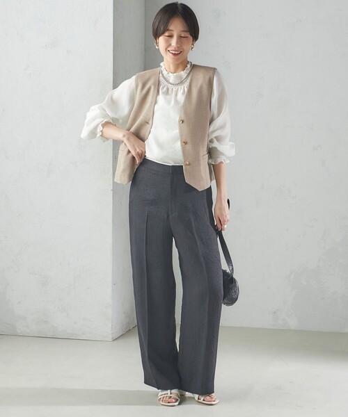 【シップス　ウィメン】〈手洗い可能〉Asami 麻調合繊 ショート ジレ SHIPS｜<手洗い可能>Asami 麻調合繊 ショート ジレ | Rakuten