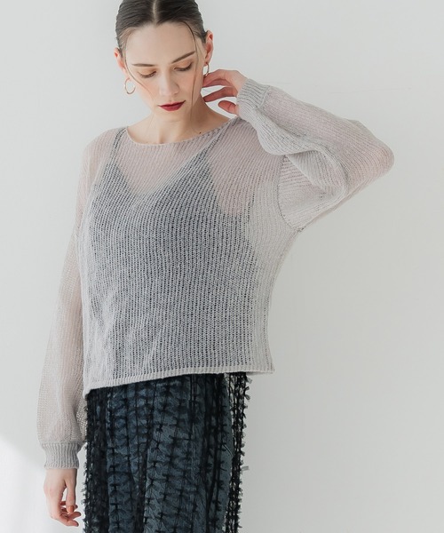 ニット セーター NEP SHEER KNIT TOPS シアー ネップ トップス レディース coca ニット セーター シアーメッシュニットトップス レディース