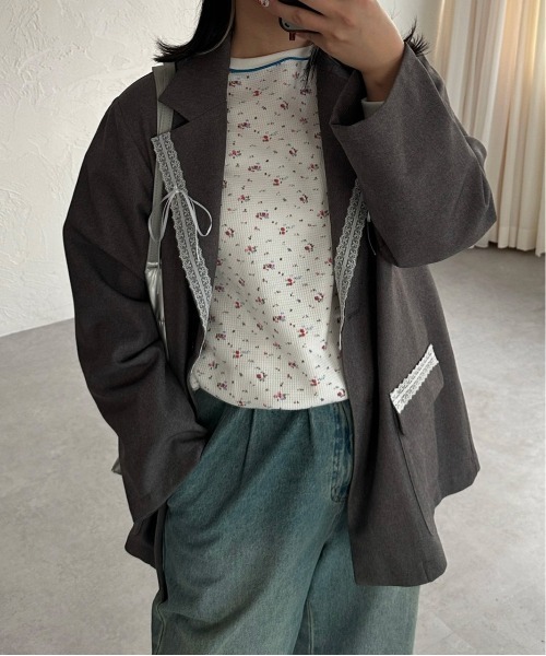 H*K様 KAPITAL ワッフル サーマル ロンT Tシャツ 花柄 kutir tシャツ 小花柄ワッフルリボンロンT/サーマルロンT