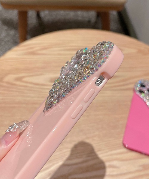 c.u.l スマホケース キラキラハート ラインストーン iPhoneカバー