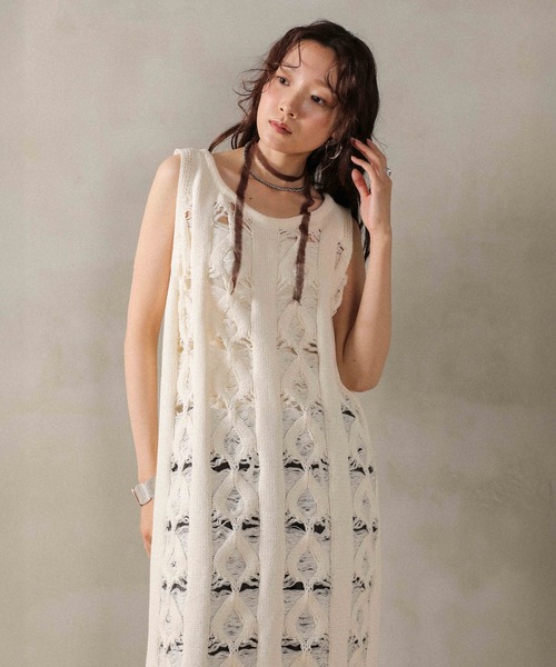 en CAnAF ワンピース ミックス編み ニットワンピース : ZOZOTOWN