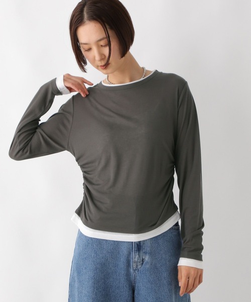 LEPSIM（レプシィム） tシャツ ギャザーレイヤーライクプルオーバー