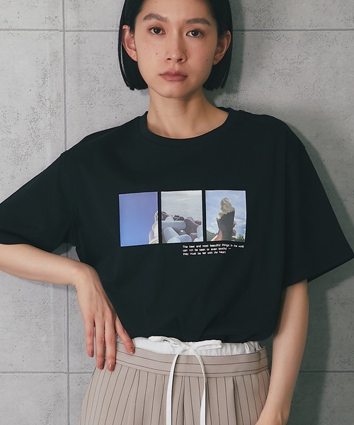 tシャツ 「コットン100/プリントロゴ」フォトTシャツ レディース コットン100/プリントロゴ】フォトTシャツ（Tシャツ